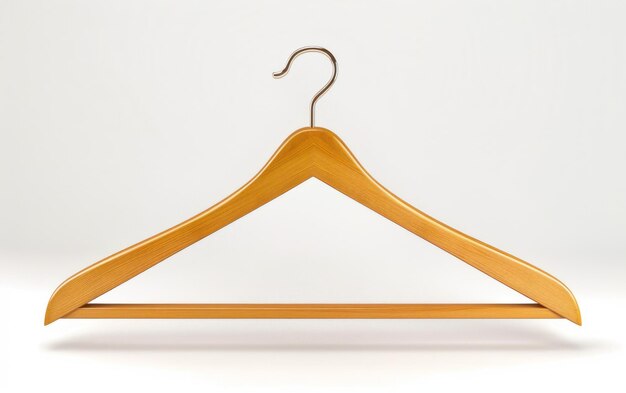 A single elegant wooden clothes hanger isolated on a pristine