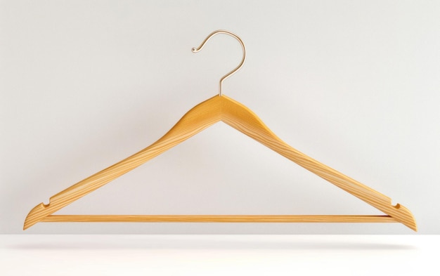 Photo a single elegant wooden clothes hanger isolated on a pristine