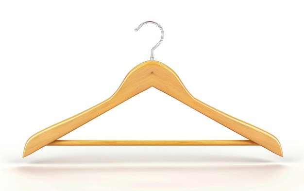 Photo a single elegant wooden clothes hanger isolated on a pristine