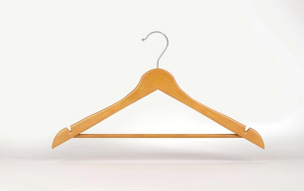 A single elegant wooden clothes hanger isolated on a pristine