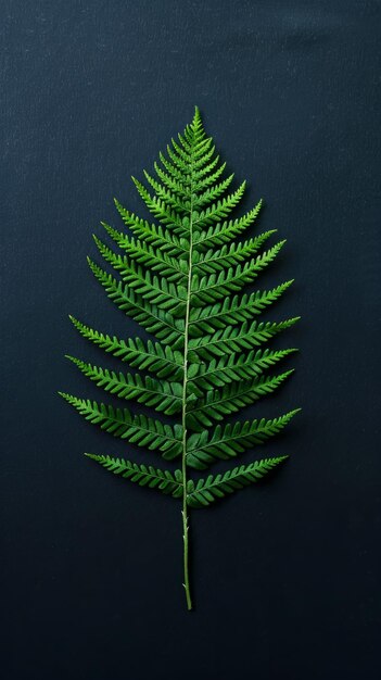 Single fern frond against dark background