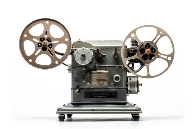 A single film projector isolated on white background