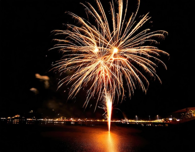 A single firework on a black background