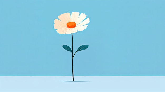 Single flower cartoon flatflat illustration minima listsingl generative ai