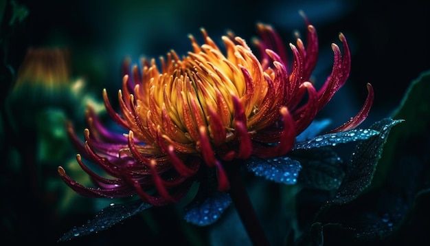 Premium Photo  Single flower glowing in the dark night generated by AI