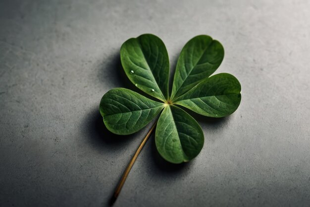 Single fourleaf clover on dark