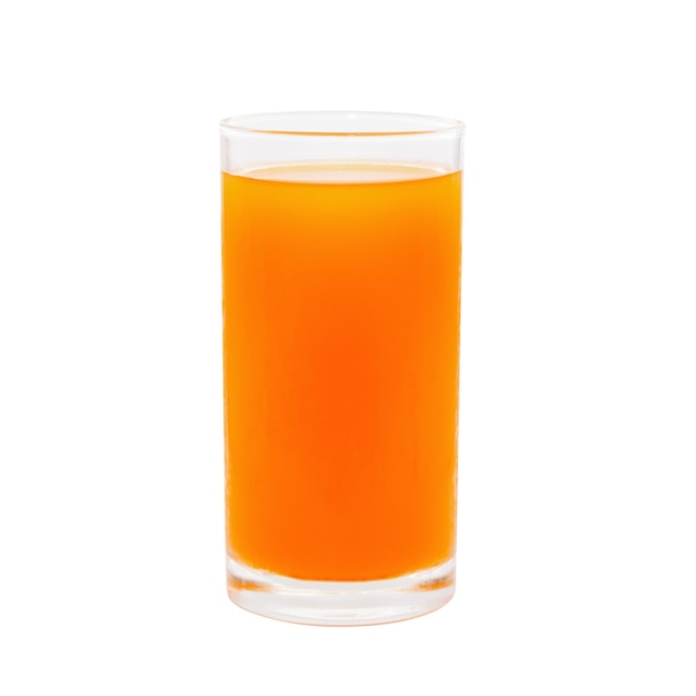 Single glass of fresh orange juice isolated on white background