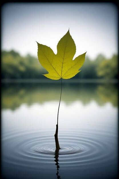 A single glistening drop of water clings delicately to the edge of a slender tree branch poised at