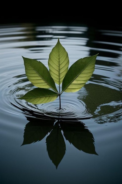 A single glistening drop of water clings delicately to the edge of a slender tree branch poised at