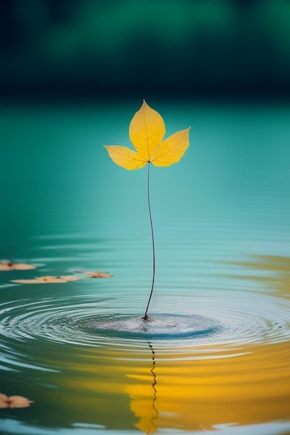 輝く一滴の水が 細い木の枝の端に 優しくくっついている