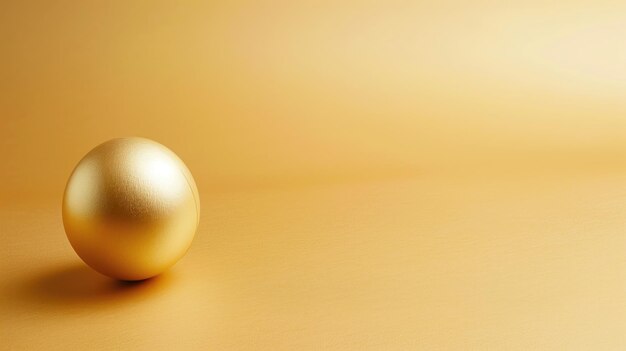 Photo single golden ball on a textured yellow background