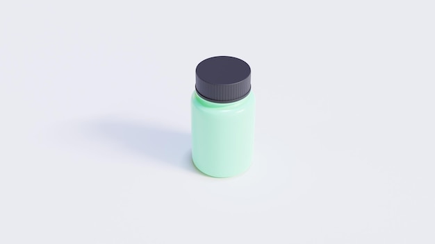 Single Green Medicine Bottle With Black Cap