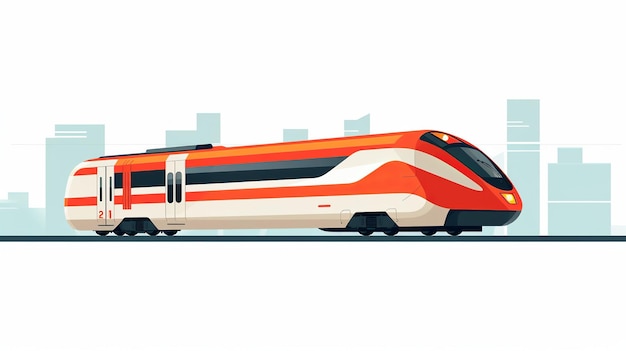 Плоская иллюстрация одного высокоскоростного железнодорожного вагона Generative ai