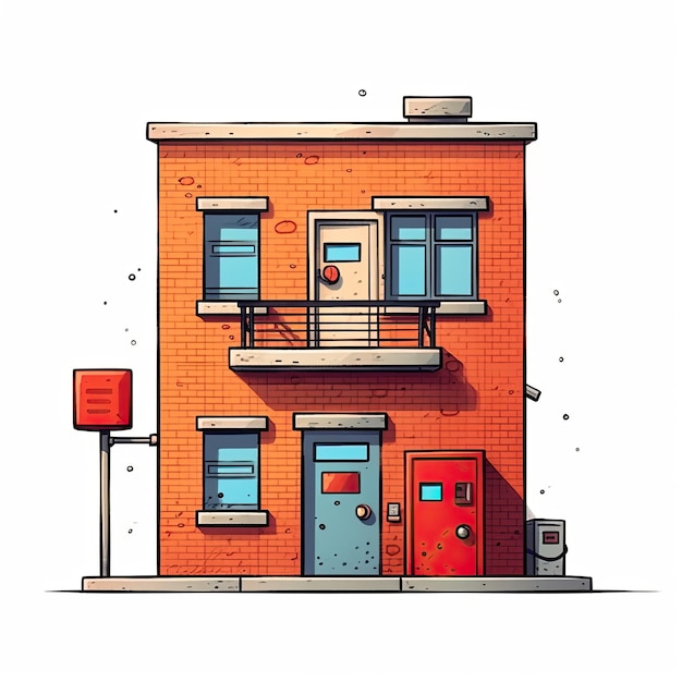 Single house isolated cartoon style Generative AI