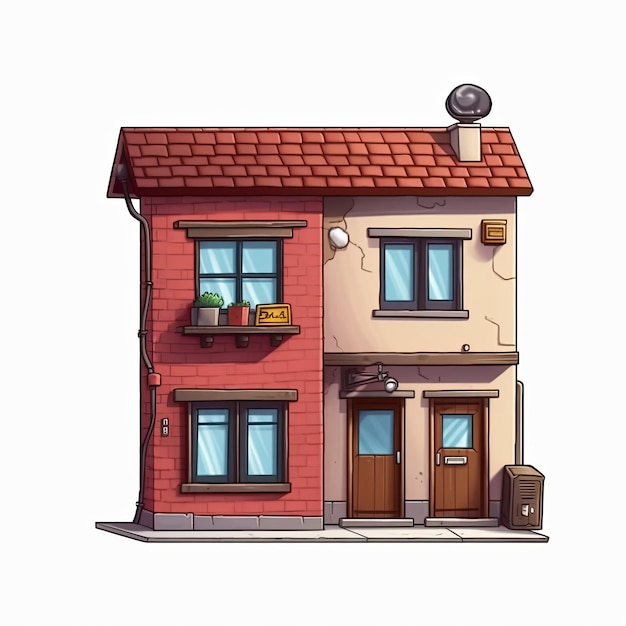 Photo single house isolated cartoon style generative ai