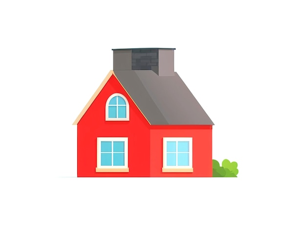 Одноквартирный дом с красной крышей и дымоходом вектор AI_Generated