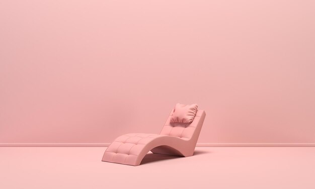 Single isolated meditation seat bed in flat monochrome pink\
color background single color