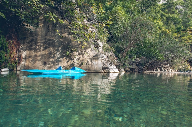 Single kayak in the canyon