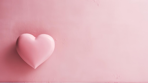 Одно большое каменное сердце на светло-розовой штукатурке стены поколения ИИ