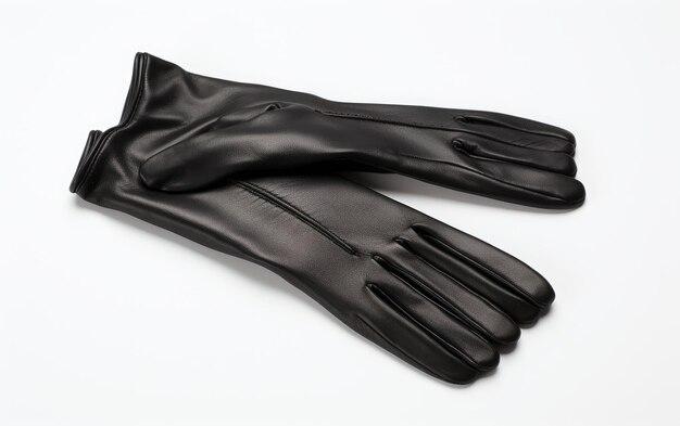 Single Leather Glove on White Background