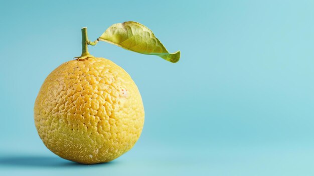 A single lemon on a blue background The lemon is in focus while the background is out of focus