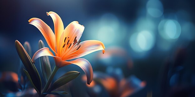 A single lily flower with blurred background