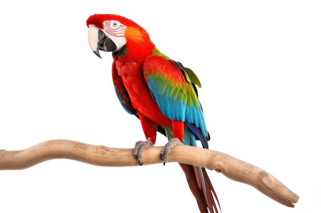 A single macaw isolated on white background