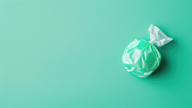 Single mint groene snoep verpakt in twiststyle verpakking op een bijpassende lichte achtergrond