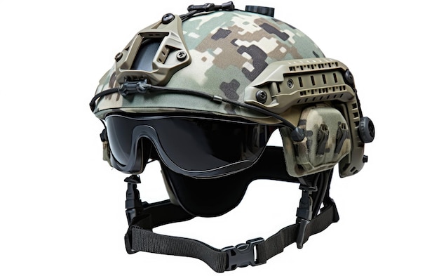 Photo single night vision combat helmet on white background