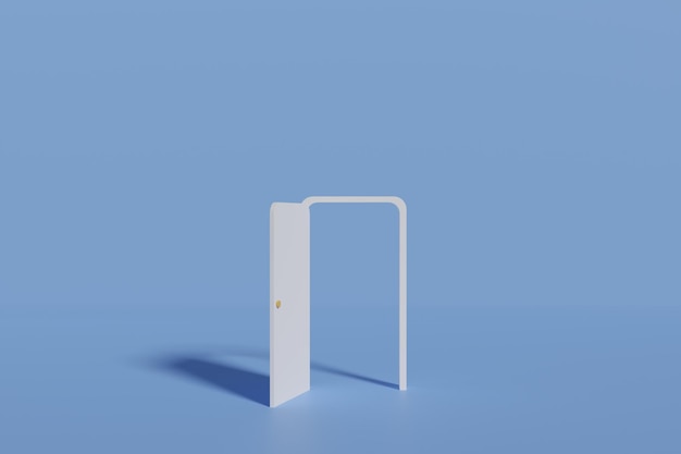 3D レンダリング デザインの 1 つの開いたドア。
