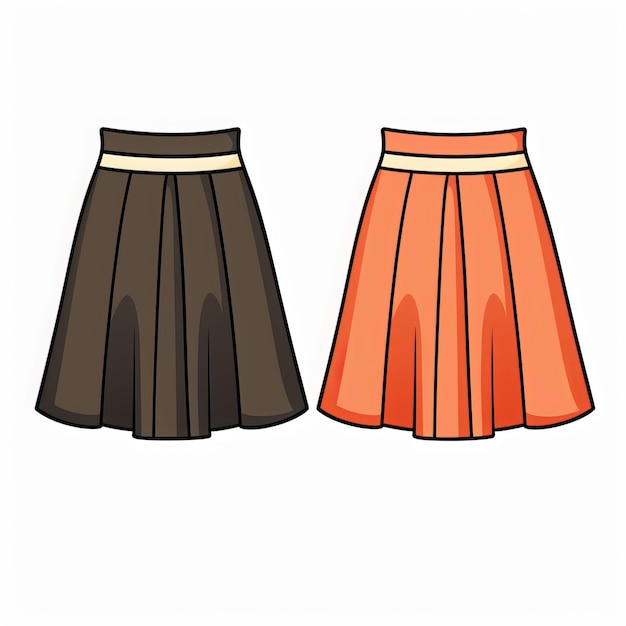 Photo single orange and black skirt flatflat illustration