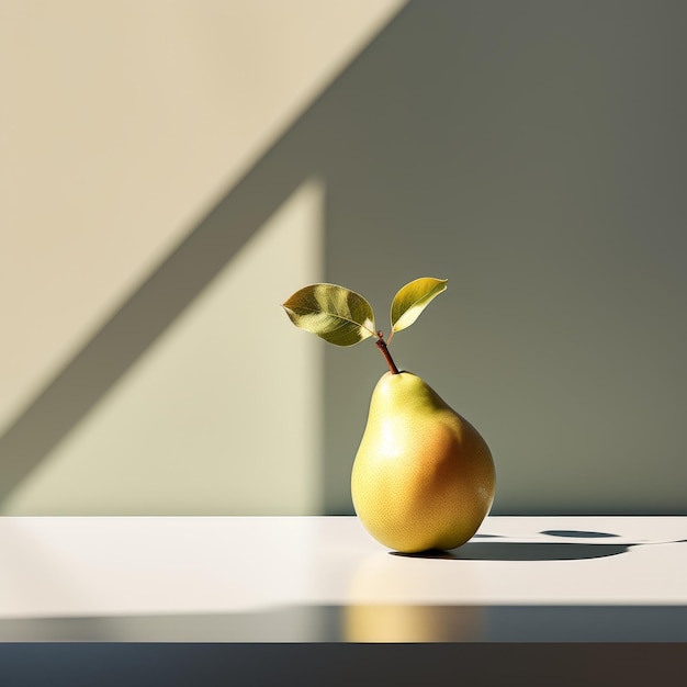 a single pear in the shadow of the sun 3d illustration a single pear in the shadow of the sun