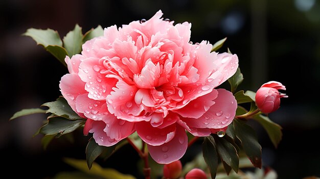 Foto un singolo fiore di peonia rosa in primo piano