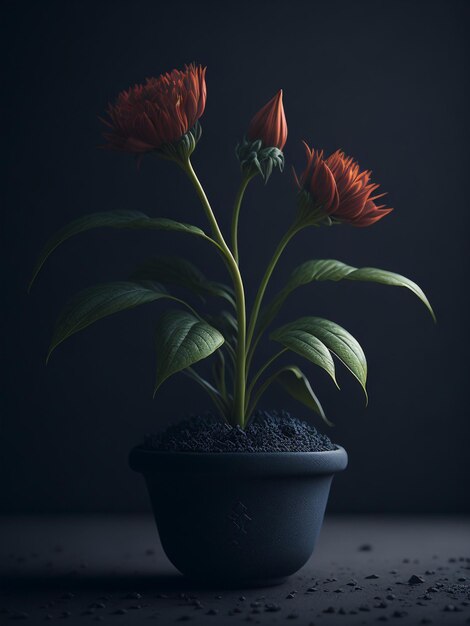 Single photo illustration of a flower plant in a pot