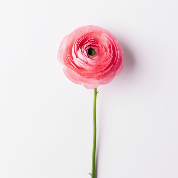 Photo a single pink ranunculus flower isolated