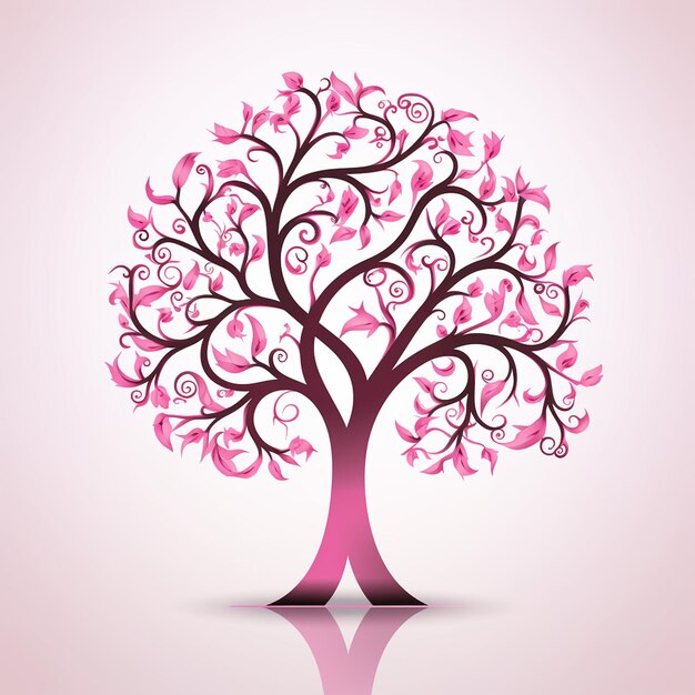 Single Pink Ribbon on Clean White Background