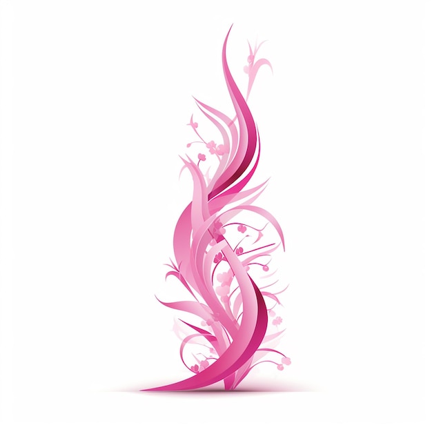 Single pink ribbon on white minimalist and elegant
