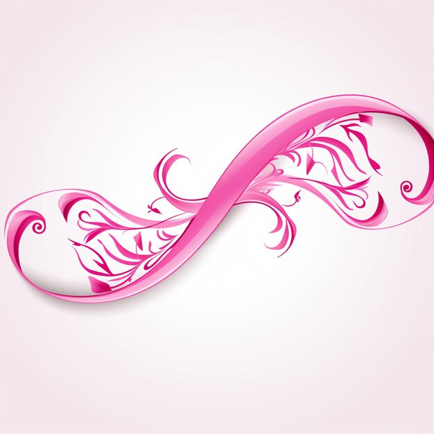 Single pink ribbon on white