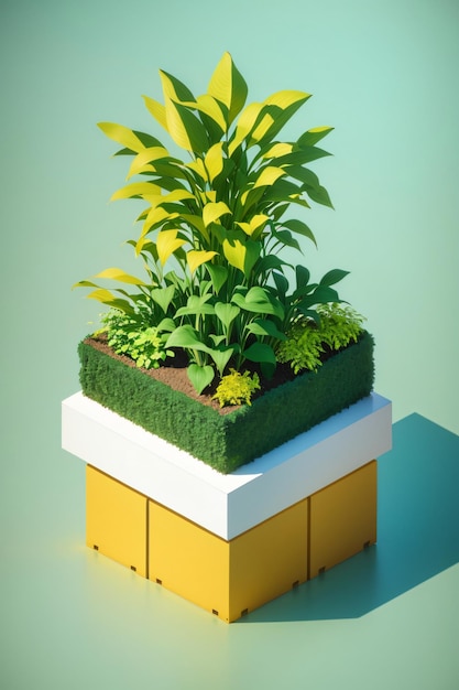 single planter isometric photograph ai generative