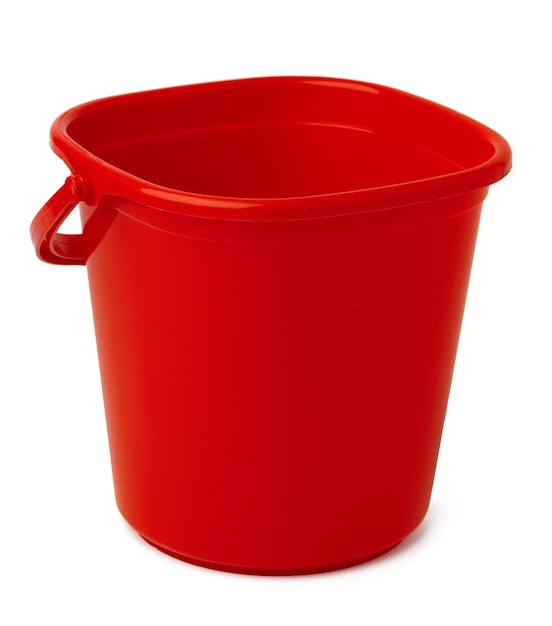 Single plastic bucket isolated on a white background