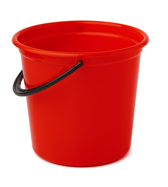 Single plastic bucket isolated on a white background