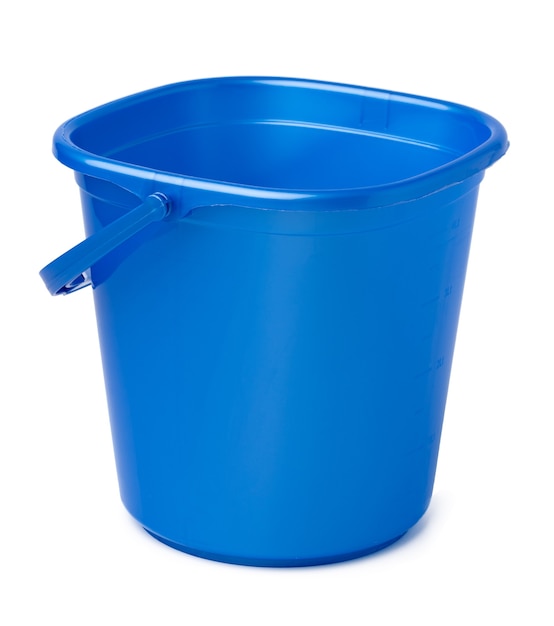 Single plastic bucket isolated on a white background