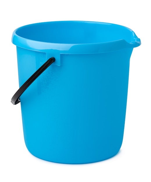 Single plastic bucket isolated on a white background