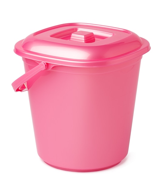 Single plastic bucket isolated on a white background