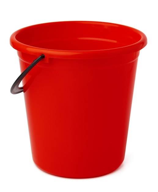 Single plastic bucket isolated on a white background