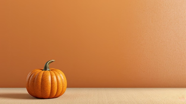 A single pumpkin on a beige background or wallpaper