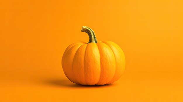 A single pumpkin on a darkyellow background or wallpaper