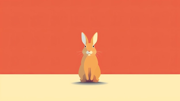 Photo single rabbit cartoon flatflat illustration minima listsingl generative ai