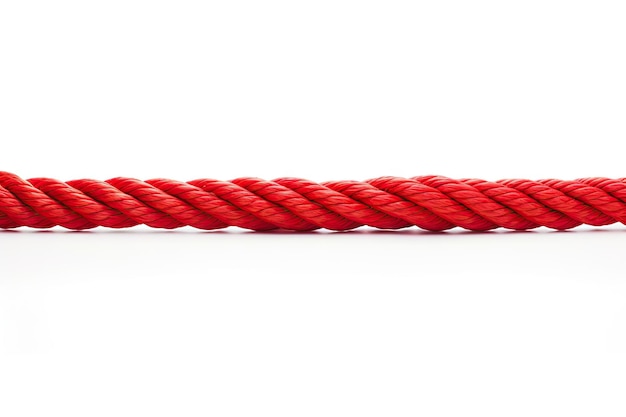 Single red rope on white background