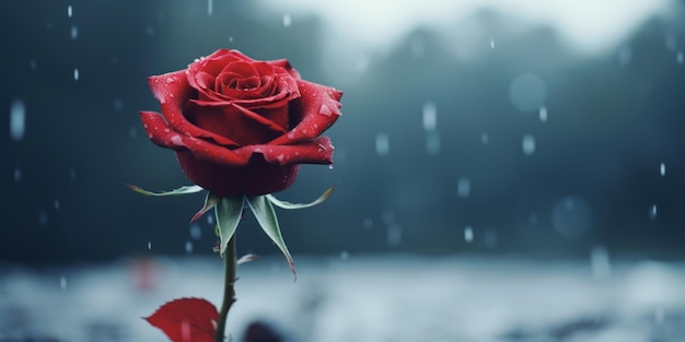 A single red rose with a dark background